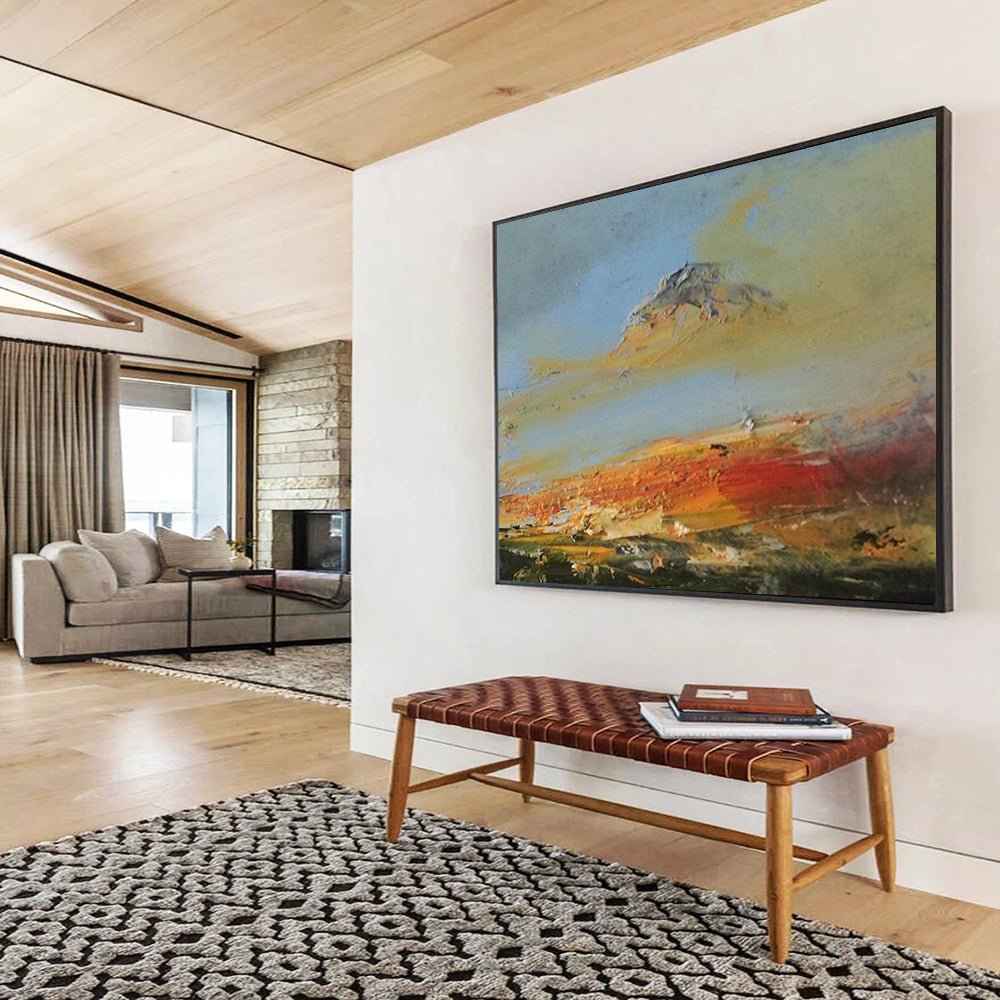 “Colorful, Textured Landscape ‘Vibrant Mountain Sunset’” - Impasto Landscape Painting On Canvas DLZ039