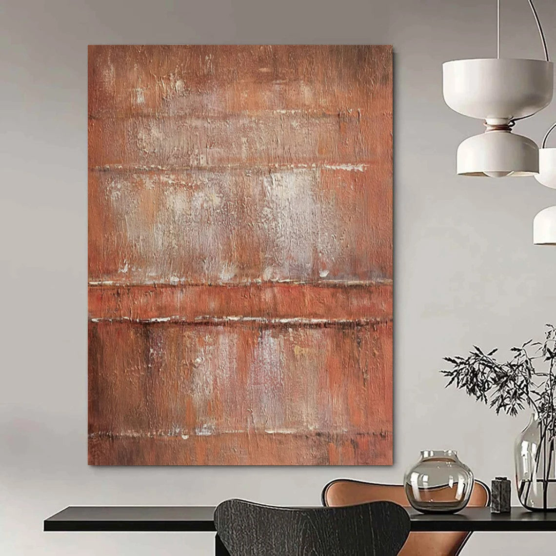 Rusty Brown & White Textured Layers - Abstract Painting On Canvas CT2303