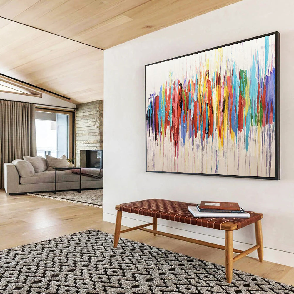 Colorful Dripping Strokes - Abstract Expressionist Painting On Canvas DLZ211