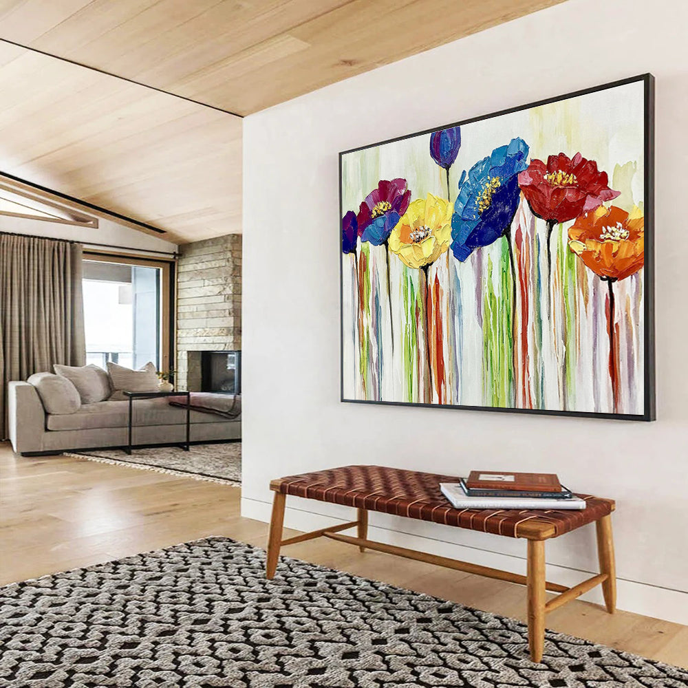 “Colorful Impasto Flowers” - Vibrant Floral Painting On Canvas DKH783