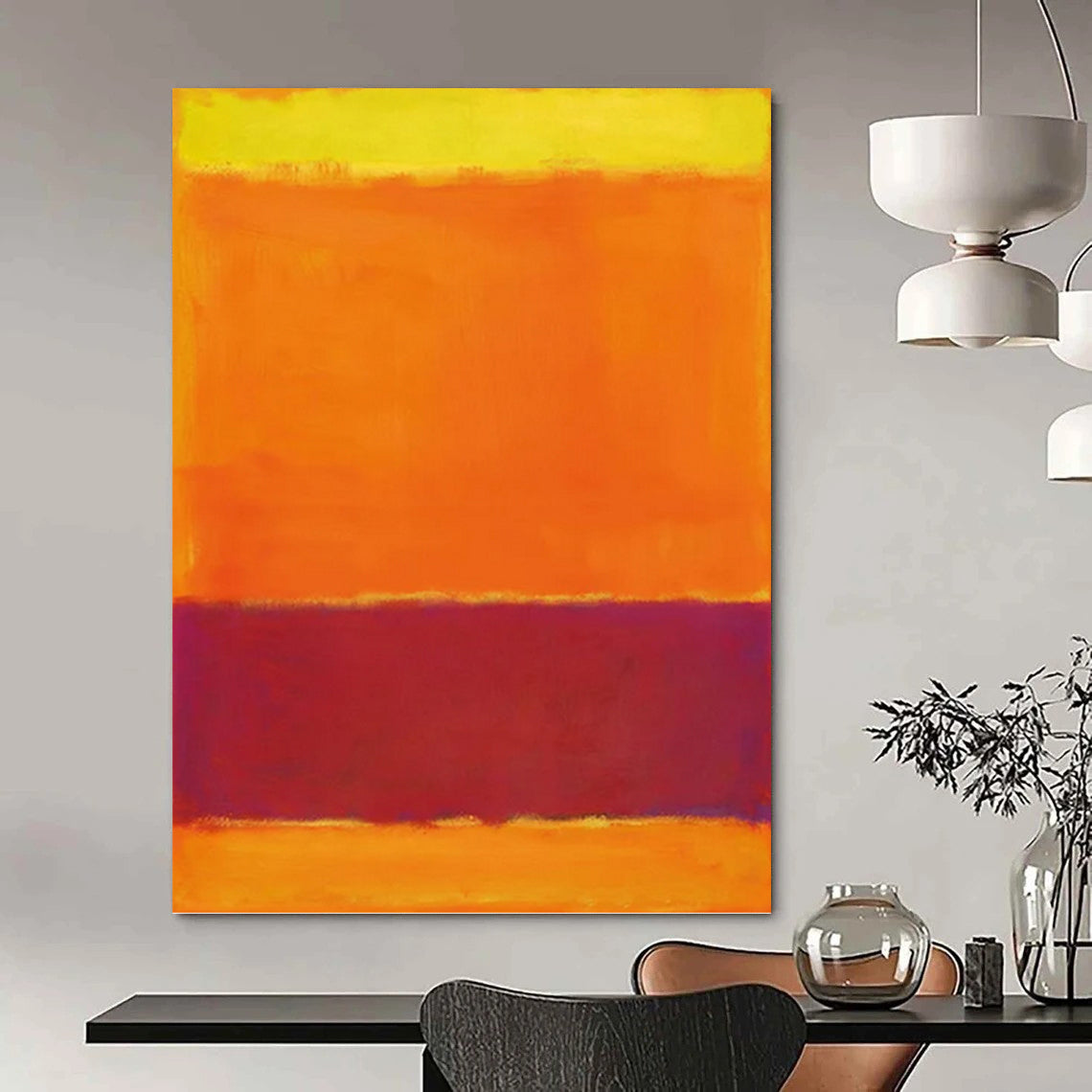 “Yellow, Orange & Purple Color Blocks” - Color Field Painting On Canvas DKH1607