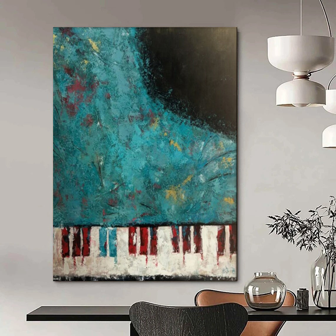 “Piano Keys and Textured Color” - Abstract Musical Painting CT1998