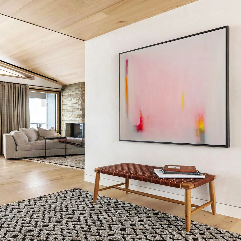 “Minimalist Soft Pink Abstract - Subtle Color Accents” Painting On Canvas DKH024