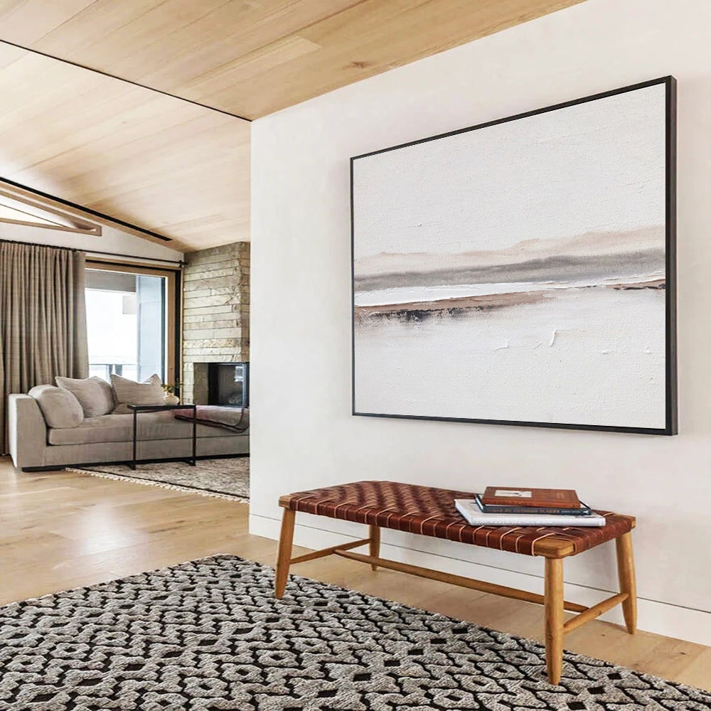 Delicate Earth Tone Layers - White, Brown & Gray Abstract Painting On Canvas DKH915
