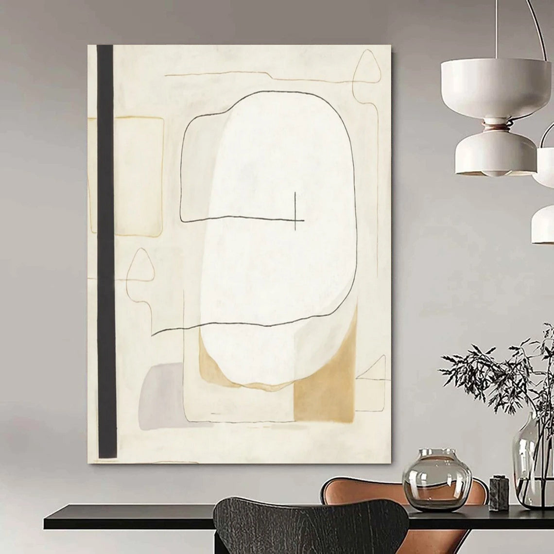 “Minimalist Line Shapes” - Abstract Geometric Painting On Canvas DTP025