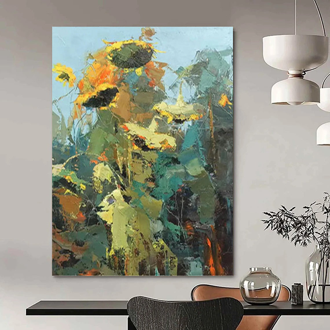 “Impressionistic Sunflowers” - Colorful Impasto Floral Painting DKH1045