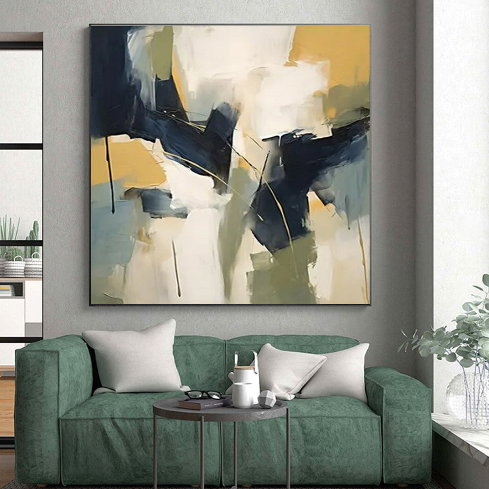 “Blue - Yellow - Green Abstract Blocks” ,Abstract Acrylic Painting CT0831
