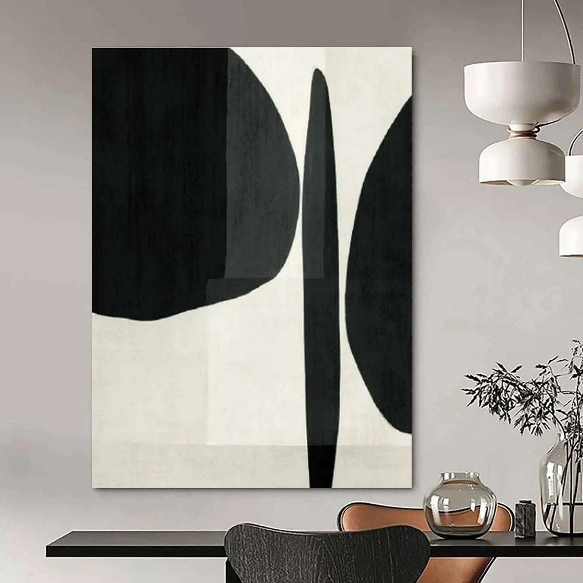 Black & White, Organic Shapes - "Monochrome Forms" - Abstract Ink Painting CT1447