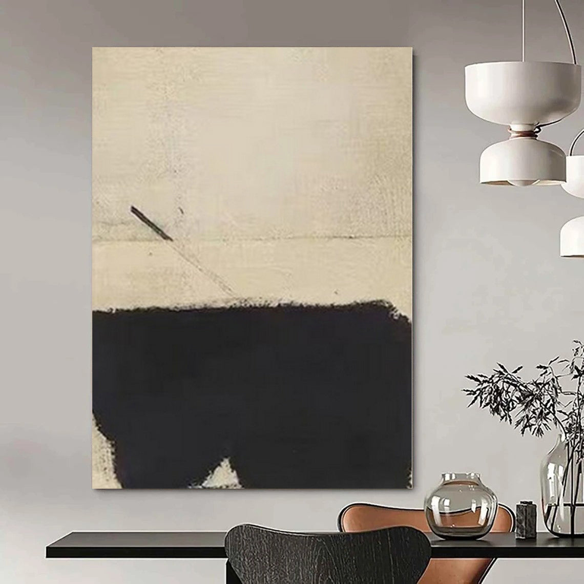 “Minimalist Beige - Black Line” – Minimalist Abstract Art CT1166
