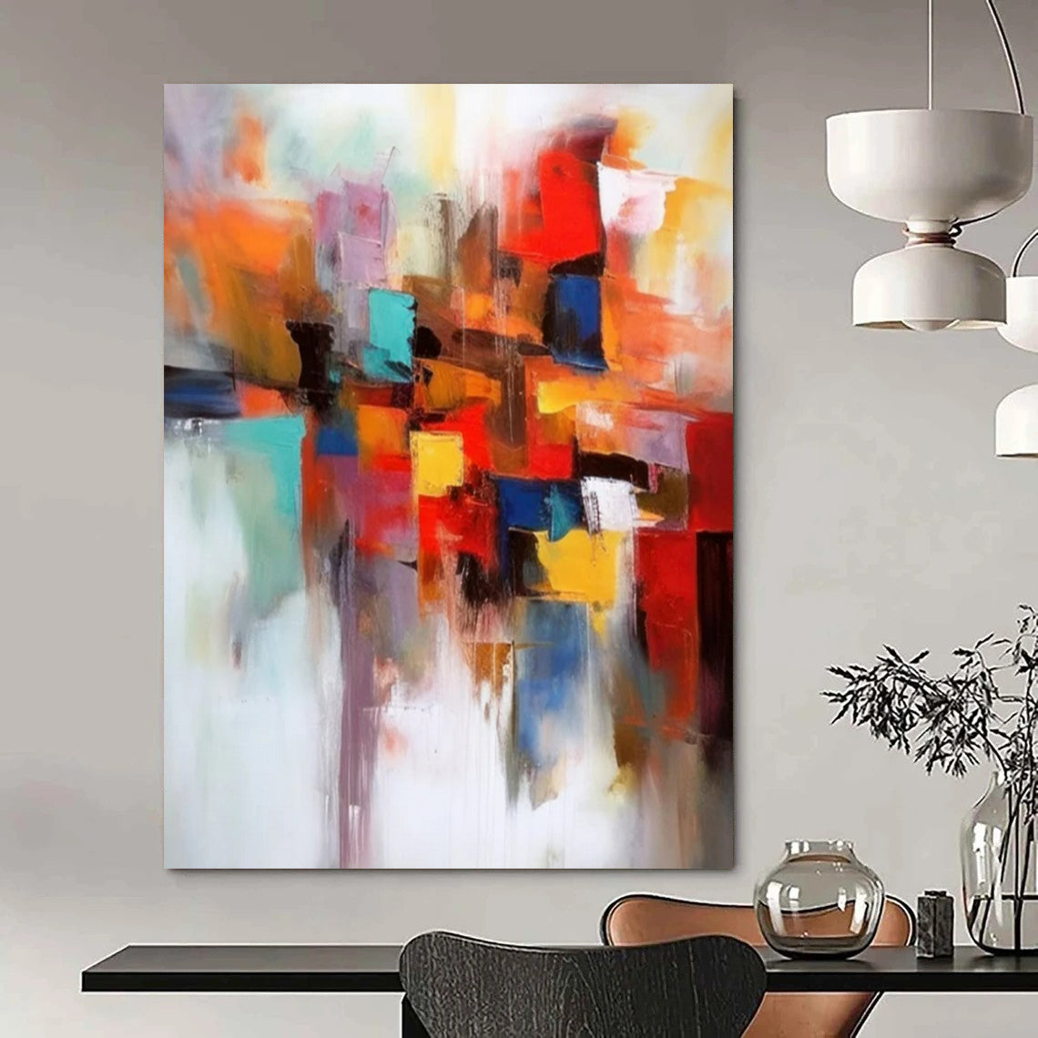 “Color - Blocked Abstract” ,Abstract Geometric Acrylic Art CT0925
