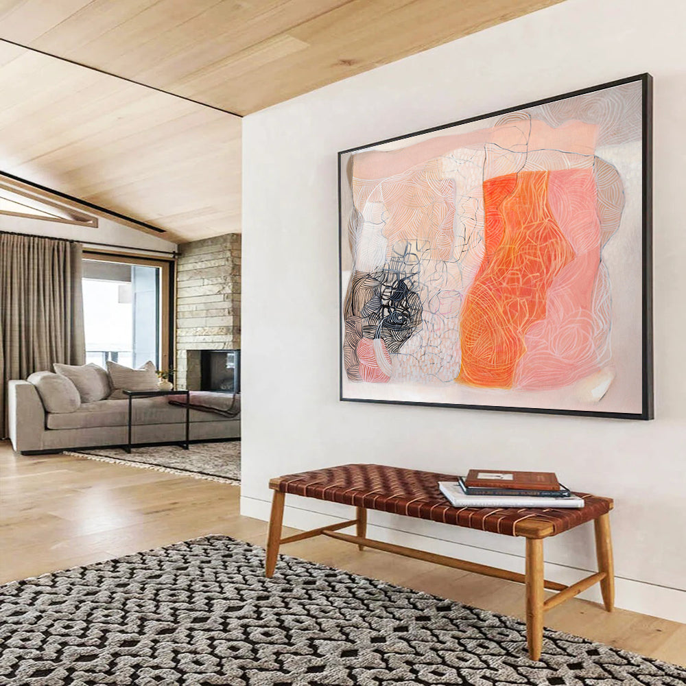 Abstract with Pastel and Black - Intricate Lines and Shapes Painting On Canvas DKH052