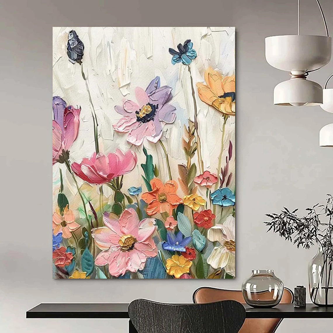 “Textured Floral Medley” - Impressionist Flower Painting On Canvas DTP087