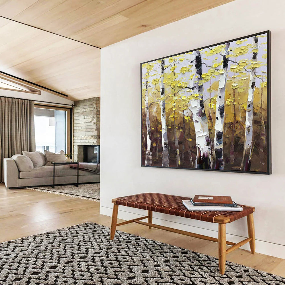 Aspen Trees in Autumn - Impressionistic Landscape Painting On Canvas DKH626