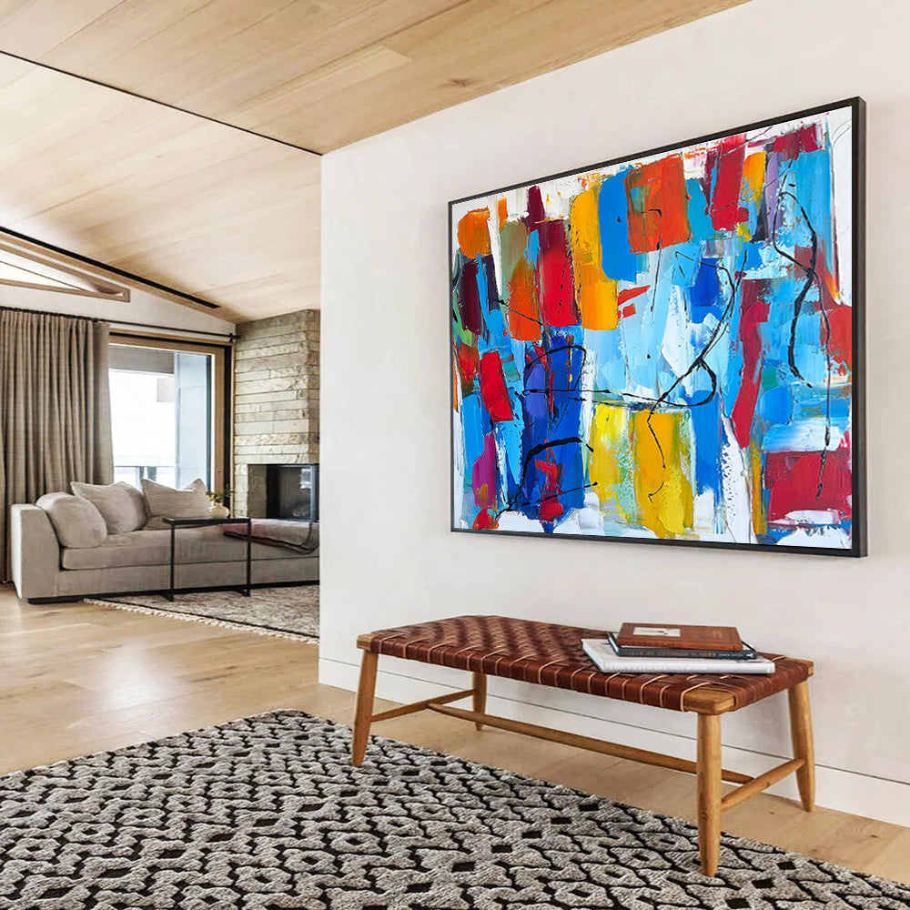 Colorful Abstract Blocks - Abstract Cubist - Inspired Painting On Canvas DKH605