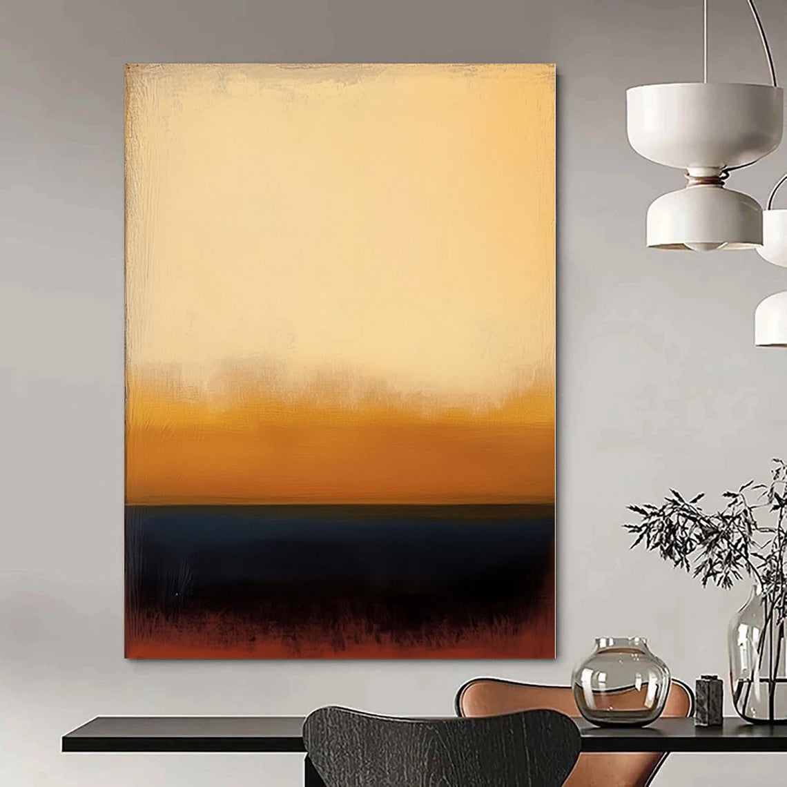 “Warm Gradient (Beige - Orange - Blue)” – Color Field Painting CT1190