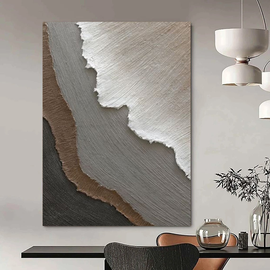 “Neutral Layered Abstraction - Gray, Brown, White Textured Art” Painting On Canvas DTP269
