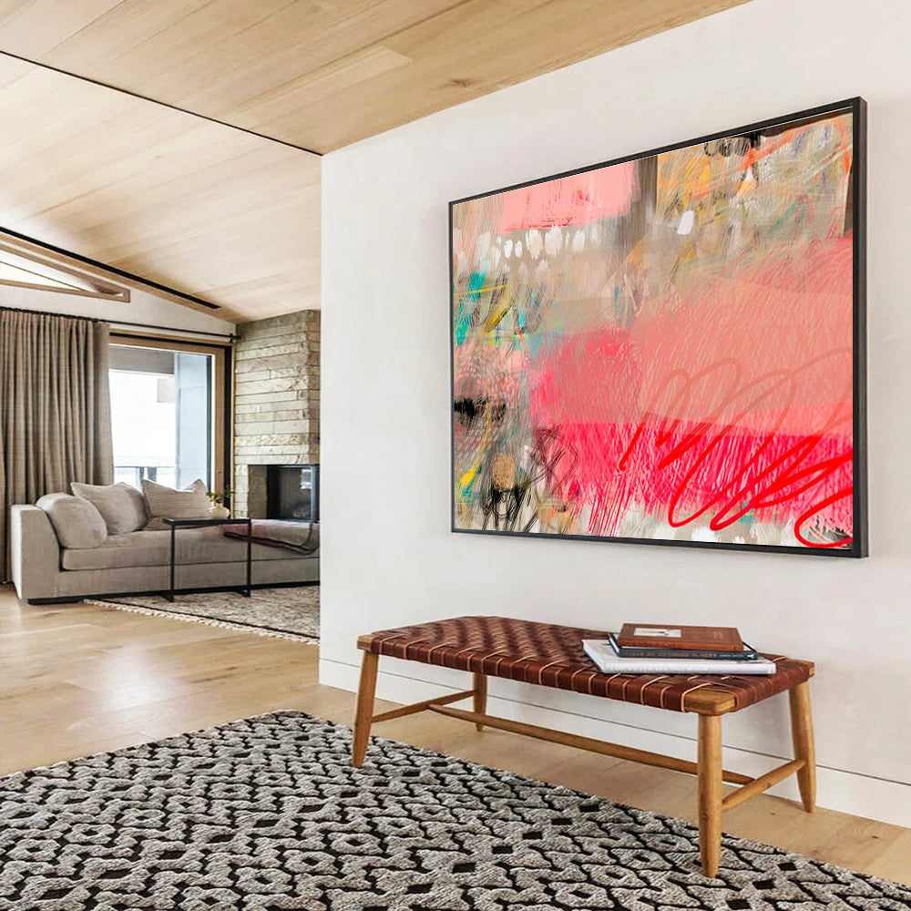 Blush & Brushstrokes Pink Colorful Abstract Strokes Painting On Canvas DKH206