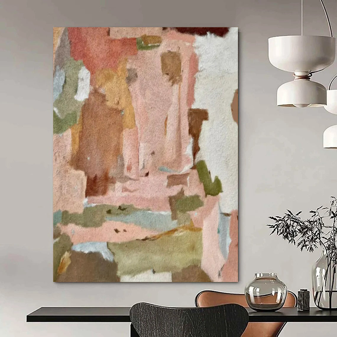 Pink & Earth - Tone Abstract Blocks - Minimalist Geometric Abstract Painting On Canvas CT2285