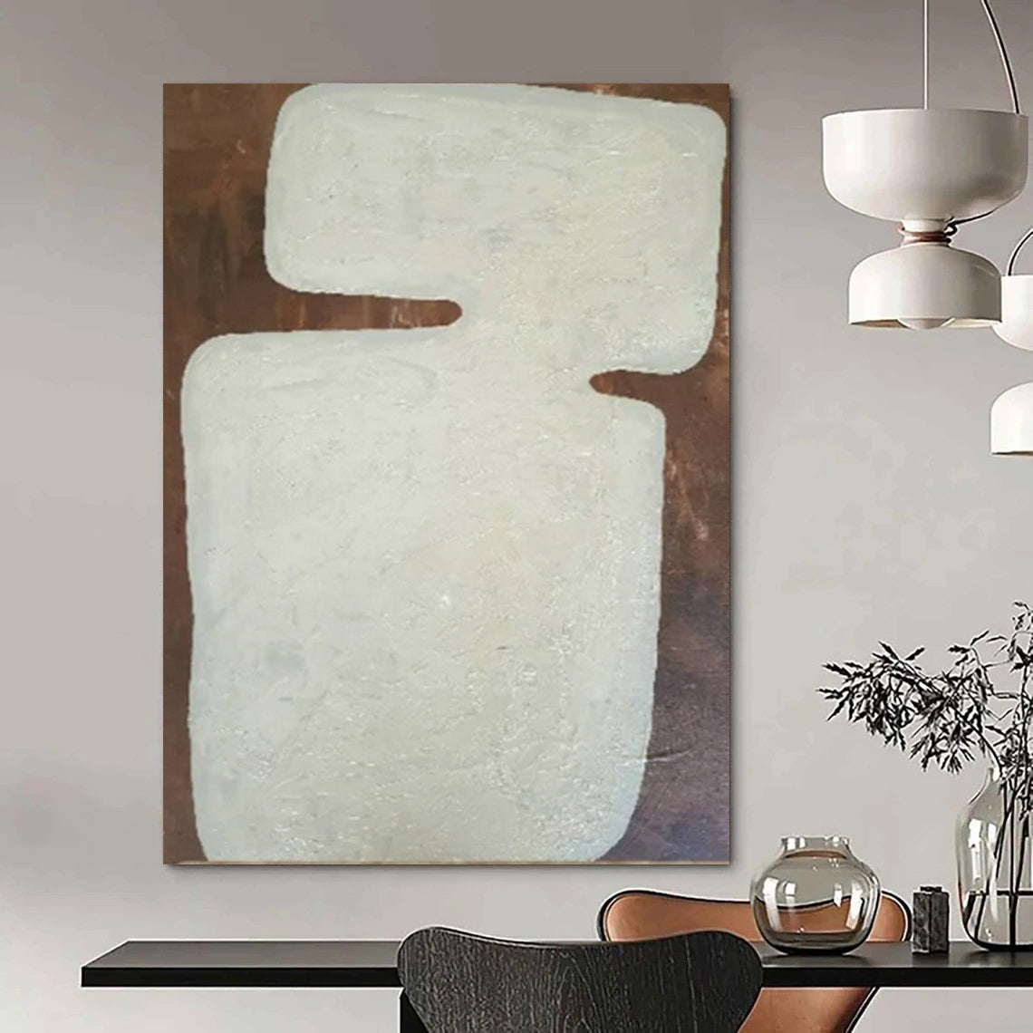 “Cream - Brown Textured Form” – Abstract Textured Form Art CT1000