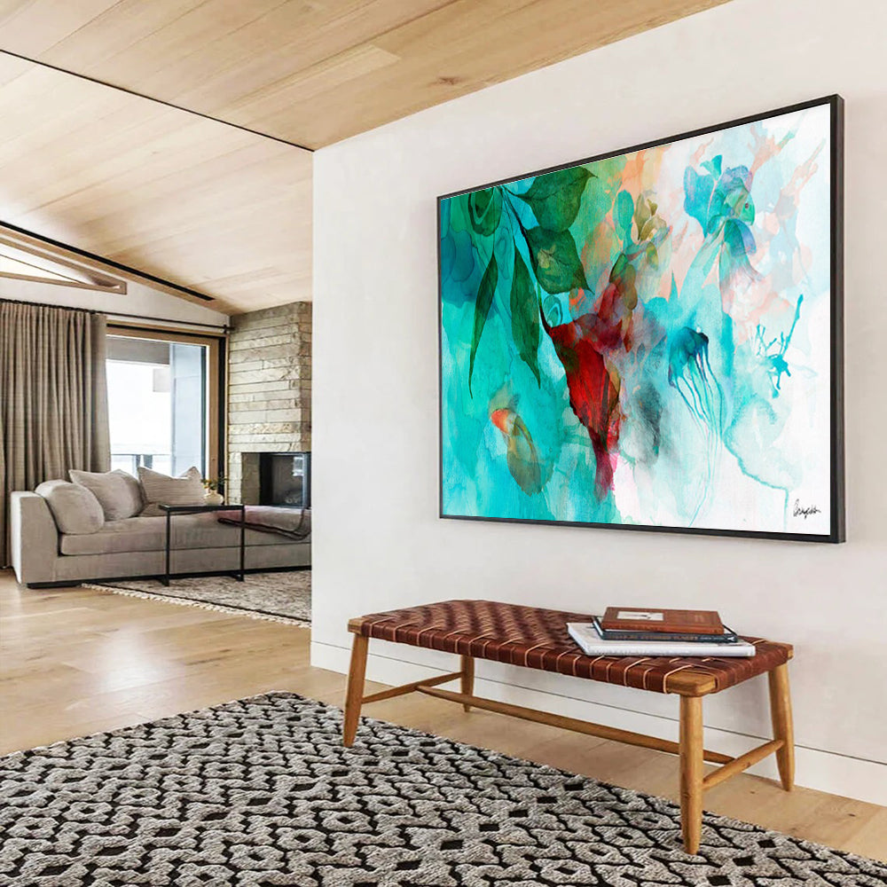 “Colorful Underwater - Floral Fusion” Watercolor - Style Fantasy Painting On Canvas DKH538