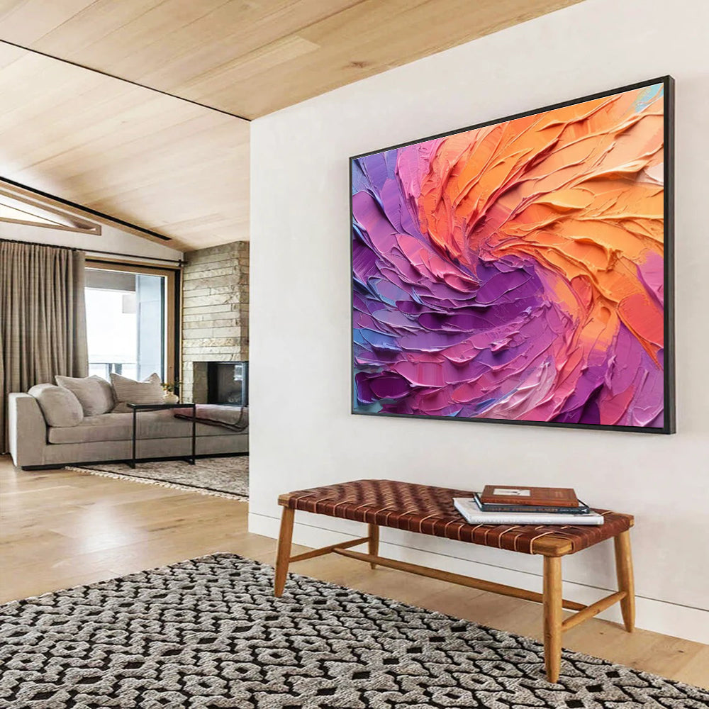 “Color - Swirled Abstract Feathers” - Dynamic Abstract Painting On Canvas DKH820