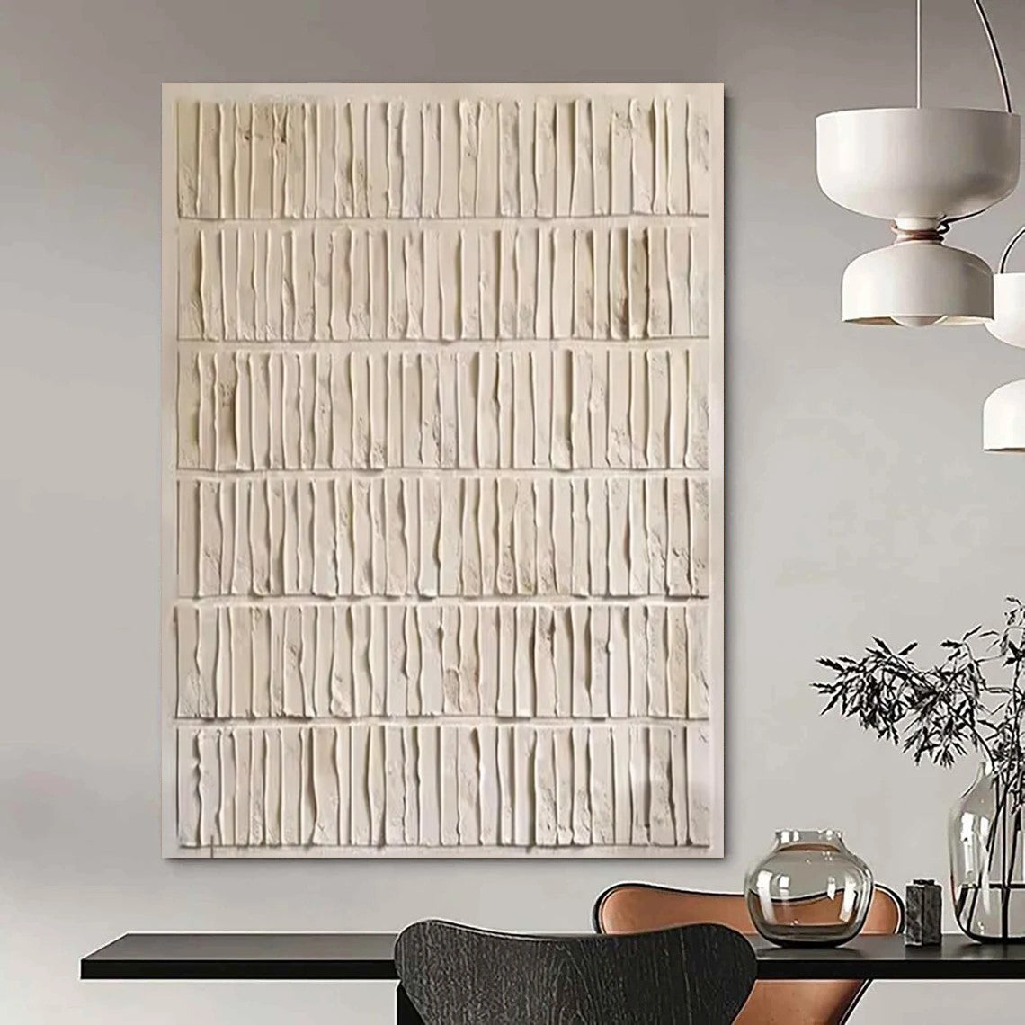 “Textured Neutral Grid Abstract” - Abstract Painting On Canvas CT2359