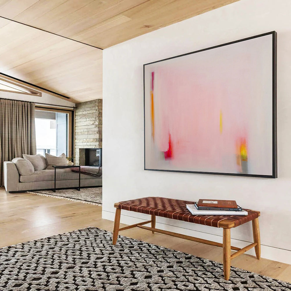 Minimalist Pink Abstract - Subtle Color Accents and Calm Composition Painting On Canvas DKH057