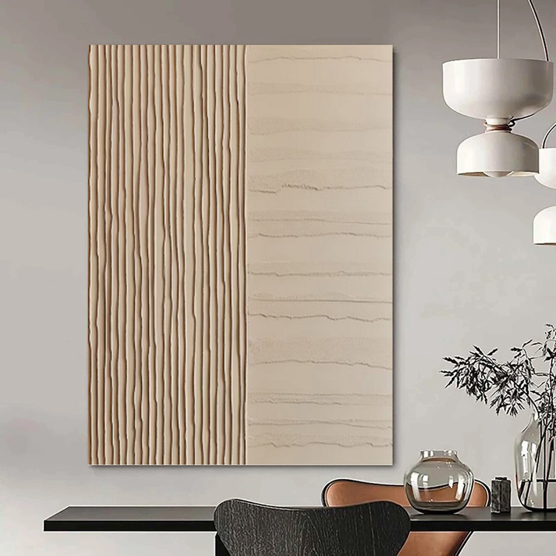 Minimalist Beige Textured Abstract - Abstract Painting On Canvas DKH1478