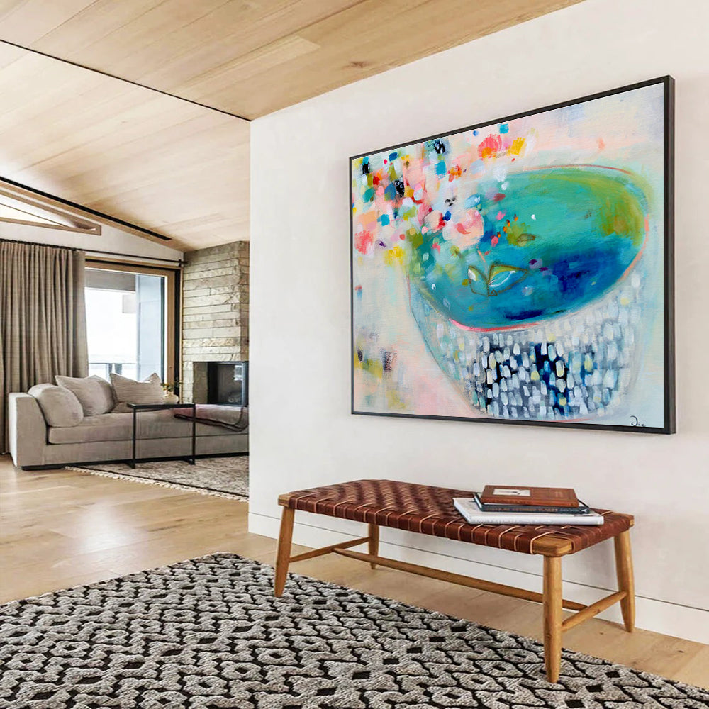 Colorful Floral Bowl - Vibrant Hues and Playful Patterns Painting On Canvas DKH062