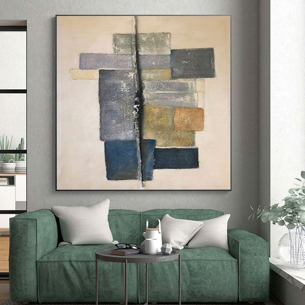 Subtle Color - Blocked Columns, “Quiet Stacks” - Minimalist Abstract Mixed - Media Painting CT0728