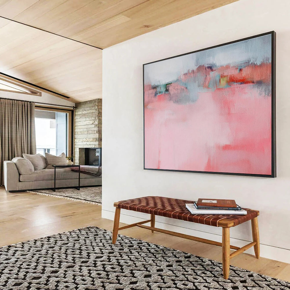 “Subtle Pink Abstract” Abstract Acrylic Painting On Canvas DKH487