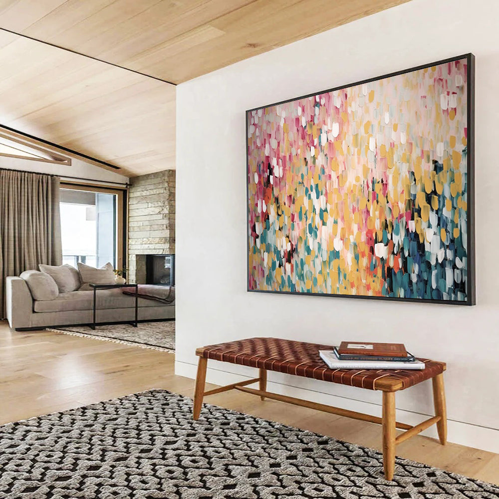 “Colorful Dot Burst” Abstract Pointillism Painting On Canvas DLZ166