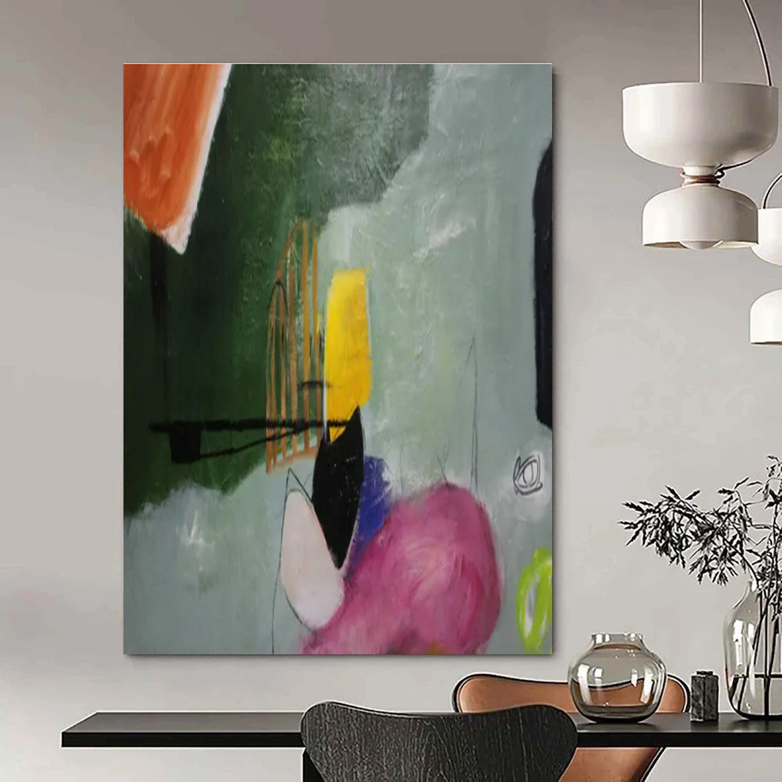 Color - Block Geometric Abstraction - Cubism - Inspired Acrylic Painting CT1405