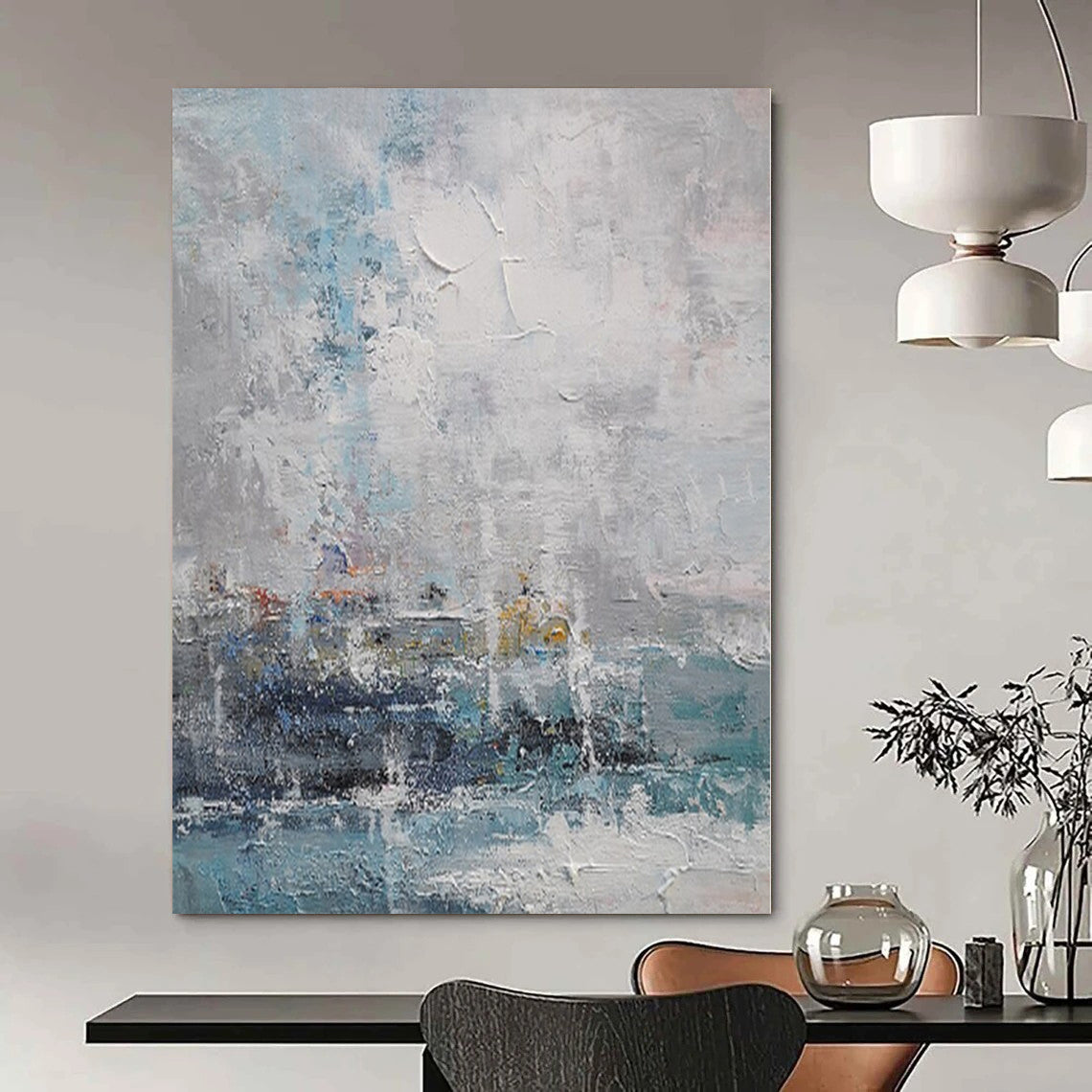 “Textured Blue - Gray Coastal Impression” – Impasto Seascape Painting CT1108