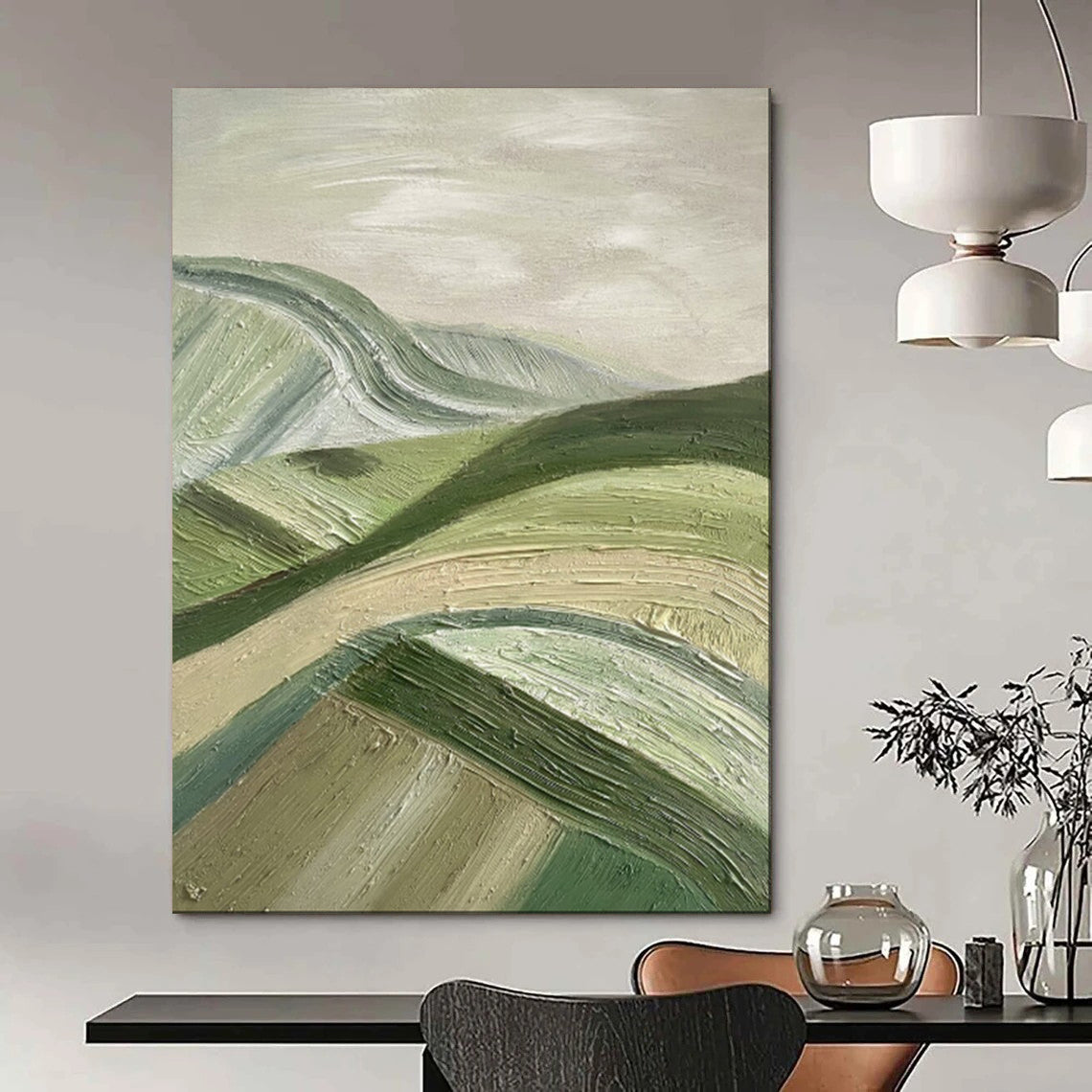 “Rolling Green Hills” - Abstract Landscape Painting CT1988