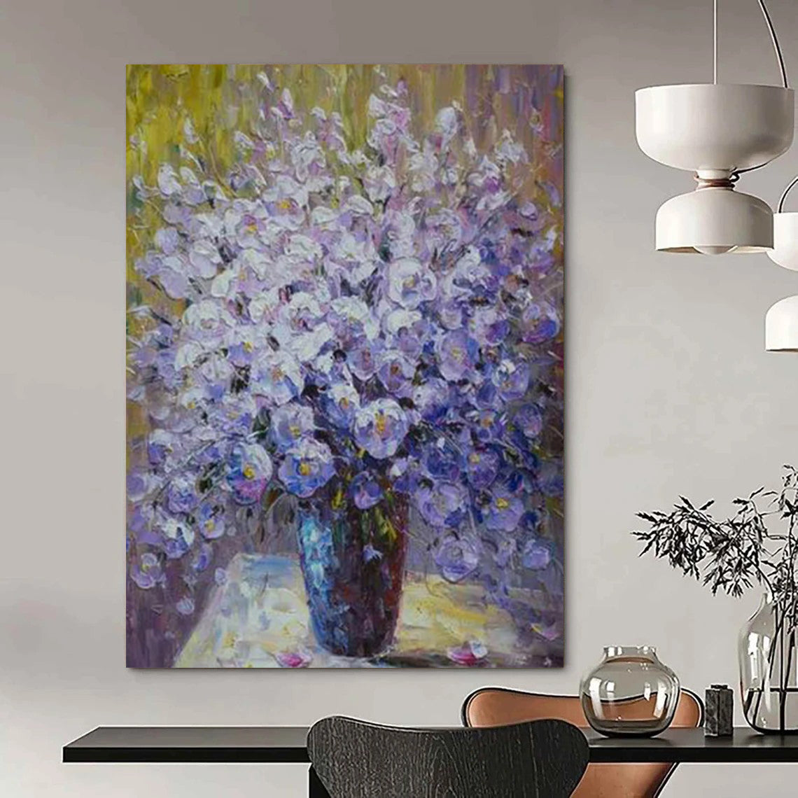 “Impressionistic Purple Flower Bouquet” - Still Life Painting On Canvas CT2350