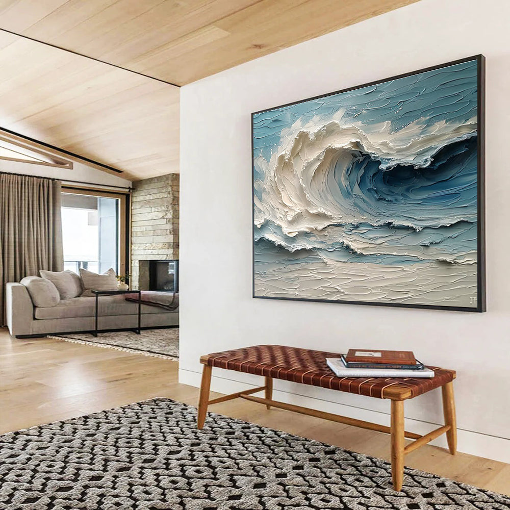 “Textured Ocean Wave” - Impasto Seascape Painting On Canvas DKH816