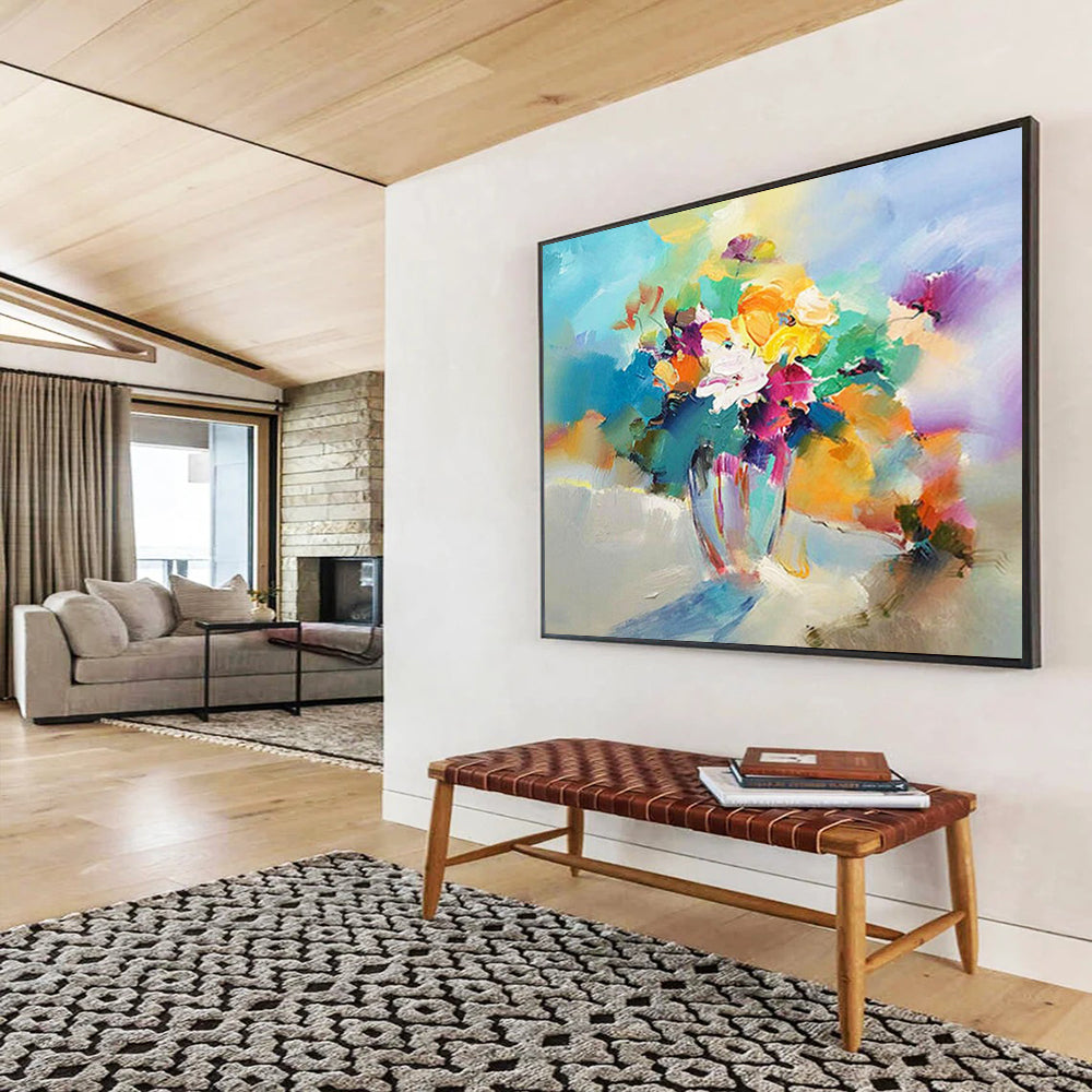 Colorful Flower Bouquet - Impressionist Still Life Painting On Canvas DLZ191