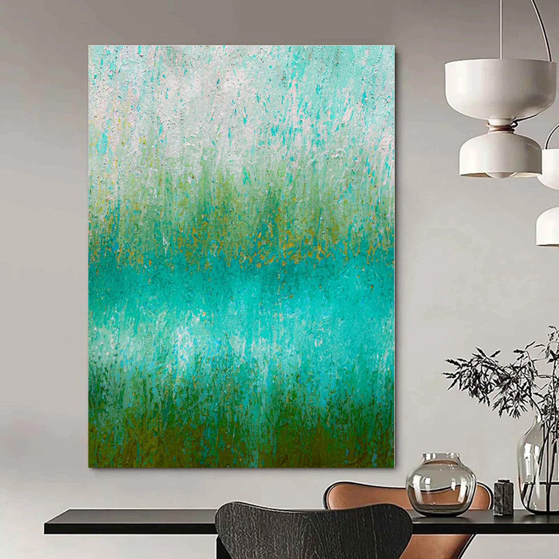 Green - Blue Gradient - Abstract Landscape Oil Painting CT1235