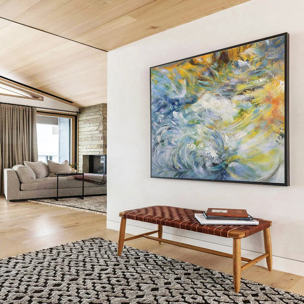 Colorful Swirling Impasto Abstract Painting On Canvas DKH291