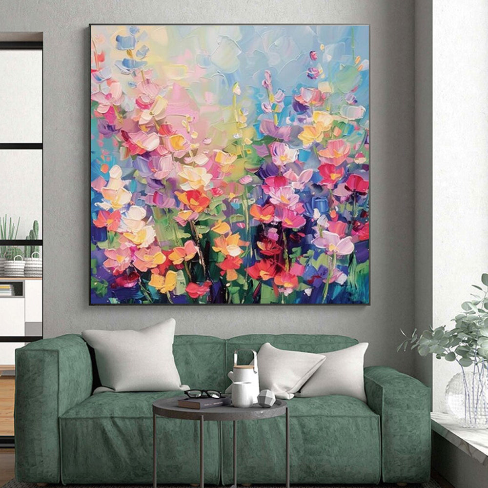 “Vibrant Floral Hues, Impasto Flowers” - “Blooming Symphony”,Impasto Oil Painting CT0694