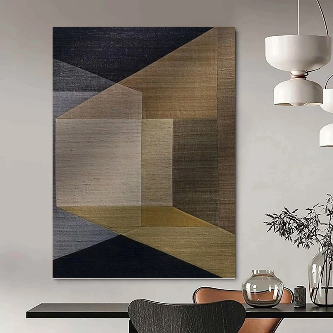“Brown and Gray Geometric - Architectural Inspirations” Painting On Canvas DKH1134