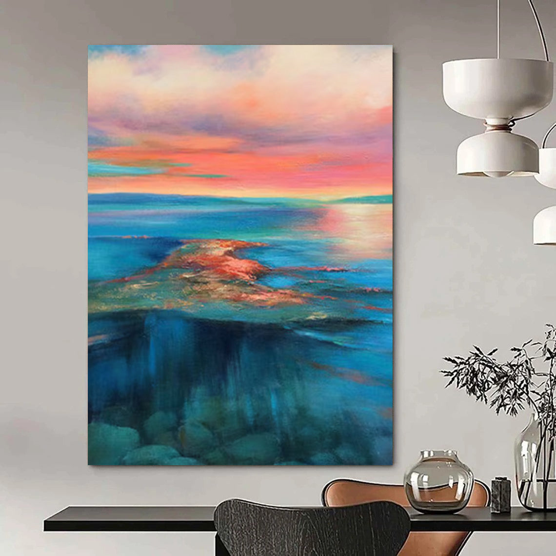 “Colorful Sunset Sea” - Impressionist Seascape Painting On Canvas DTP051