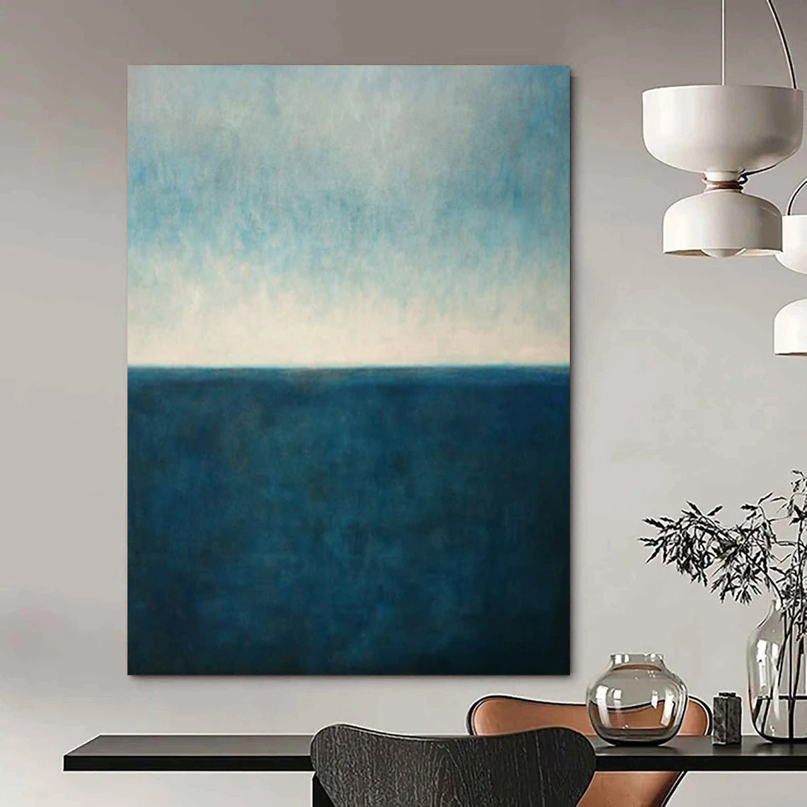 “Blue & White Minimalist Seascapes” - Landscape - Inspired Abstract Painting On Canvas CT2326