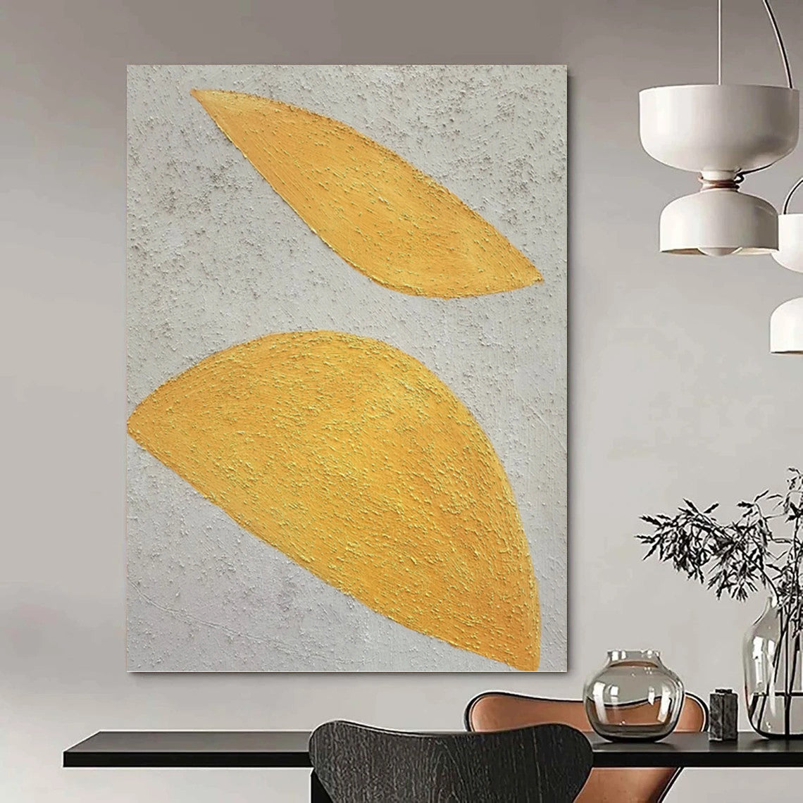 “Textured Yellow Leaves” - Nature - Inspired Abstract Painting On Canvas DKH1074