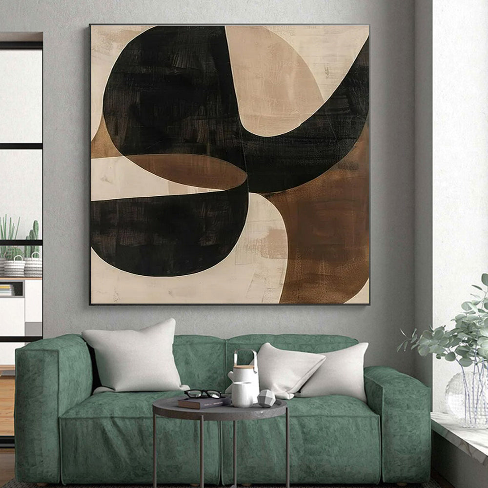 “Intertwined Black - Brown Curves” ,Abstract Organic Art CT0869