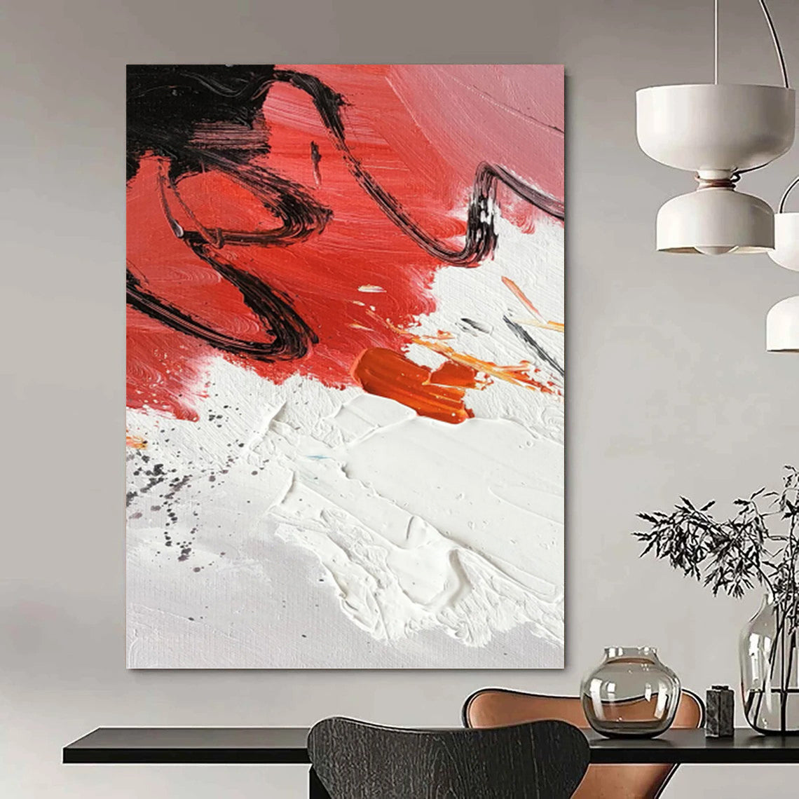Red and Black Abstract Energy - Abstract Expressionist Painting On Canvas DKH1290