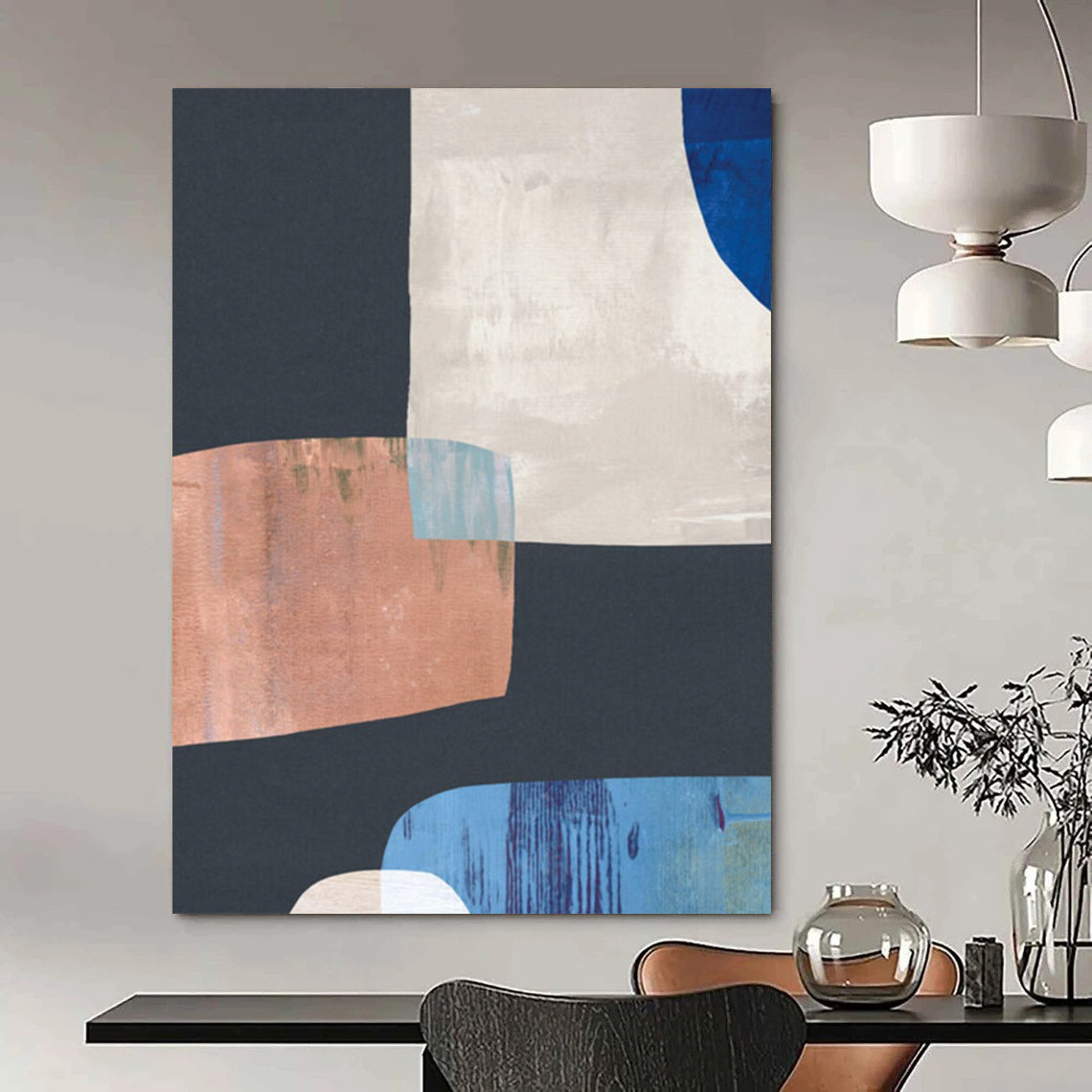 “Geometric Color Block Abstract” - Minimalist Geometric Abstract Painting On Canvas DTP200