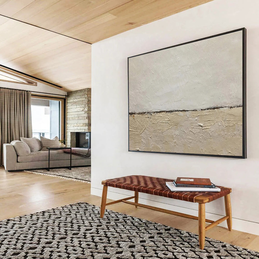 “Minimalist Textured Divide” Abstract Textured Painting On Canvas DKH452