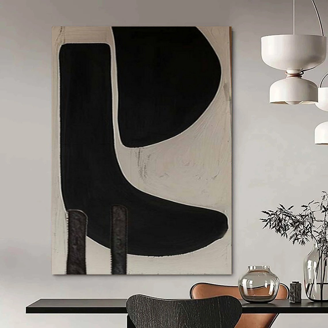 “Black and White Geometric Forms” – Abstract Geometric Painting CT1073